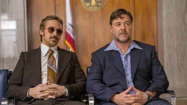 Zwei Privatdetektive, ein Auftrag: Ryan Gosling (l) und Russell Crowe in "The Nice Guys".