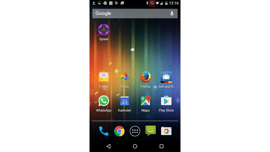 Ist die "Nicht stören"-Funktion aktiv, so erscheint in Android 5.0 oben rechts in der Statusleiste eine Art Verbotszeichen.