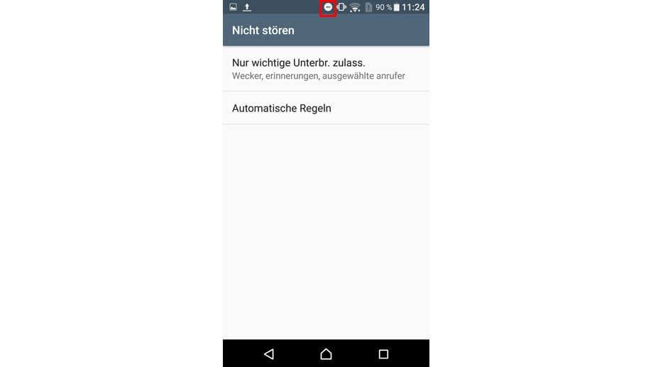 Ist die "Nicht stören"-Funktion aktiv, so zeigt Android 6.0 in der Statusleiste oben rechts ein Zeichen, was dem Verkehrsschild "Durchfahrt verboten" ähnelt.
