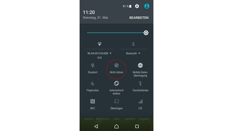 Bei Android 6 befindet sich die "Nicht stören"-Funktion in den Schnelleinstellungen.