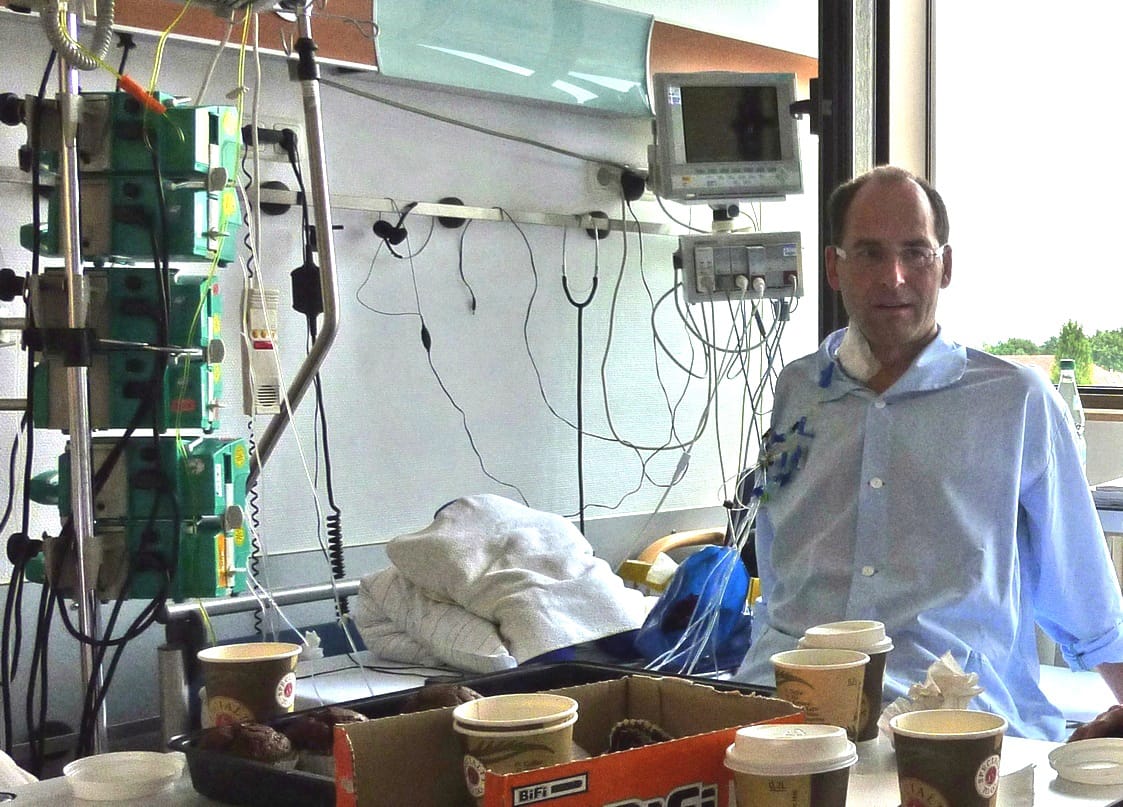 Christoph Biermann nach seiner Herztransplantation im September 2013 im HDZ in Bad Oeynhausen.