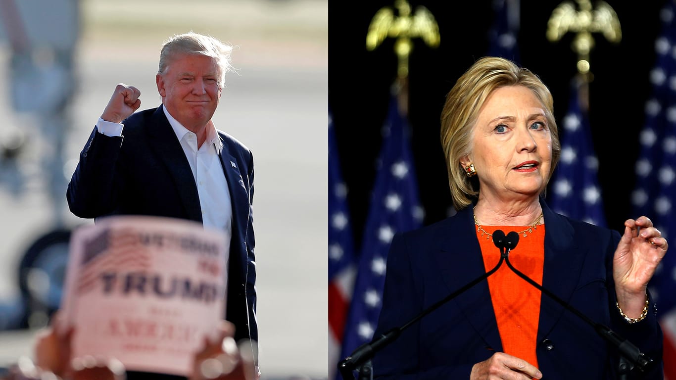 Bei der US-Präsidentschaftswahl am 8. November 2016 heißt es: Donald Trump oder Hillary Clinton?
