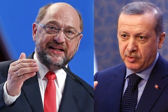 EU-Parlamentspräsident Martin Schulz (l.) kritisiert den türkischen Staatspräsidenten Recep Tayyip Erdogan scharf.