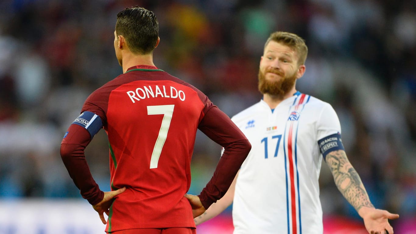 Cristiano Ronaldo kam mit Portugal gegen Island um Kapitän Aron Gunnarsson nicht über ein Unentschieden hinaus.