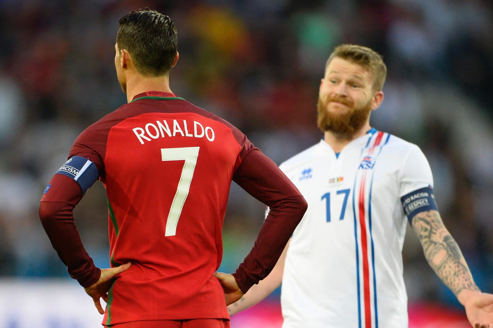 Cristiano Ronaldo kam mit Portugal gegen Island um Kapitän Aron Gunnarsson nicht über ein Unentschieden hinaus.