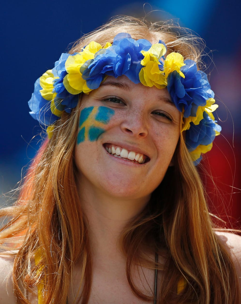 Nordische Schönheit: Eine Schwedin beim Spiel ihrer Landsleute in Toulouse gegen Italien.