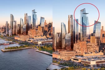 Ein Entwurf des neuen Geschäftsviertels Hudson Yards. Am höchsten Wolkenkratzer ist die neue Aussichtsplattform geplant.