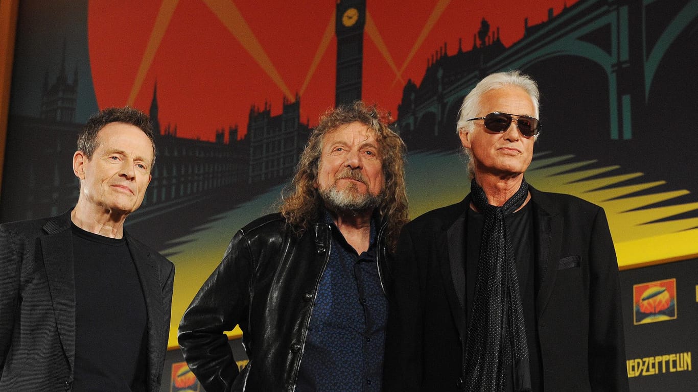 Led Zeppelin (l-r): Bassist John Paul Jones, Sänger Robert Plant und Gitarrist Jimmy Page.