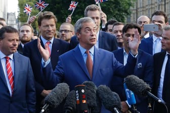 Nigel Farage bei einer Ansprache nach dem Ausgang des Referendums.