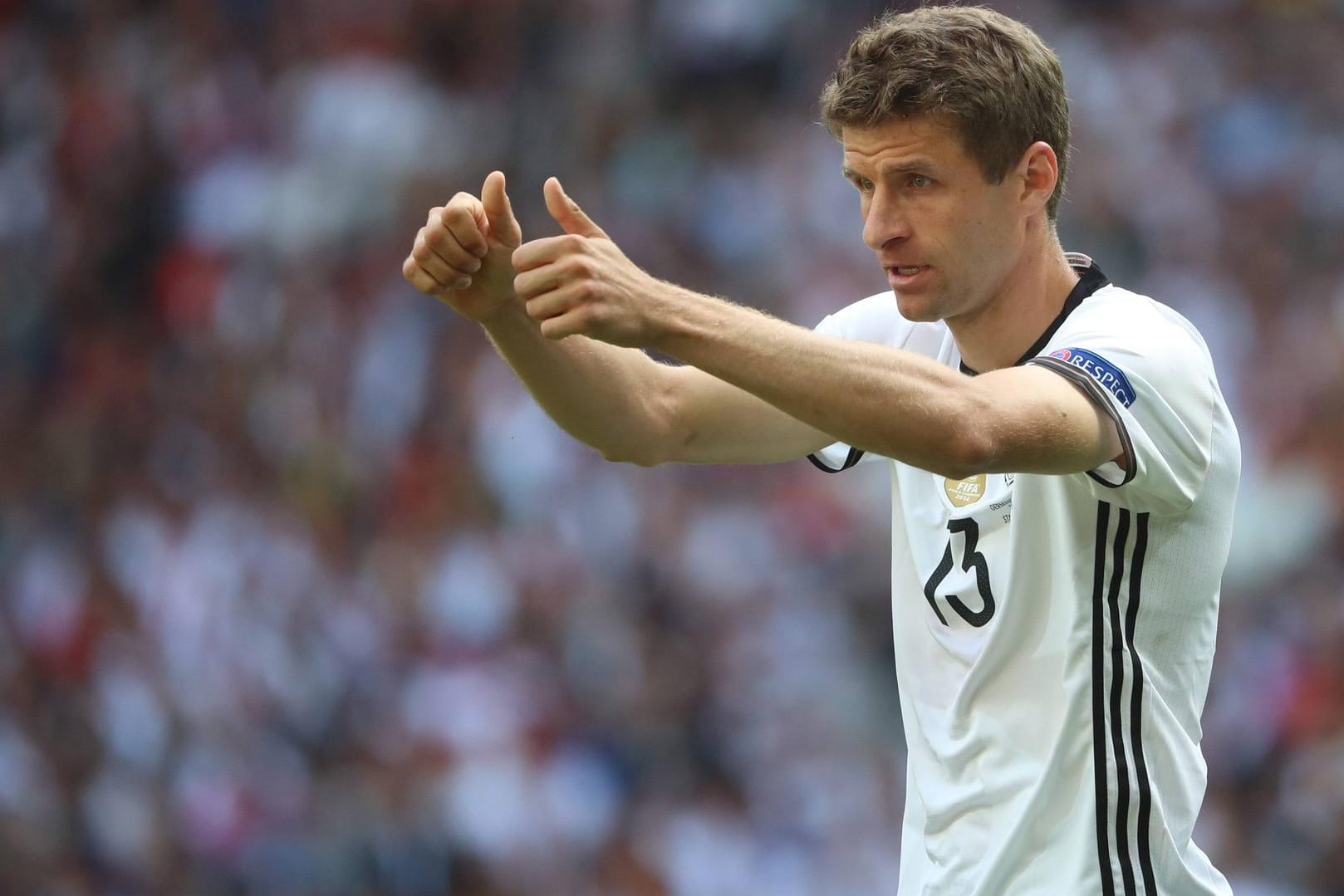 Thomas Müller will mit dem DFB-Team ins Halbfinale einziehen.