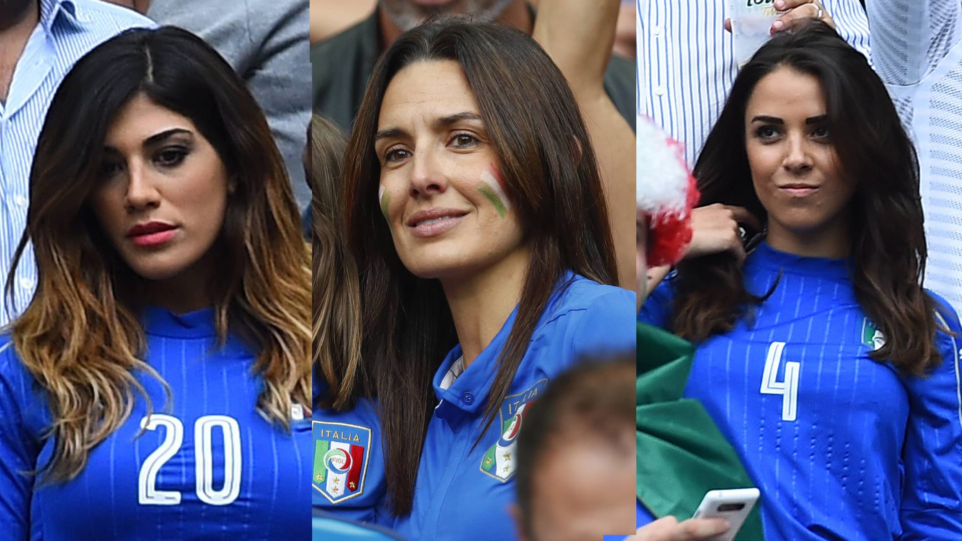 Diese schöne Unterstützung hatten die Italiener beim Spanien-Spiel: Genoveffa Darone, Elisabetta Muscarello und Francesca Cormanni.