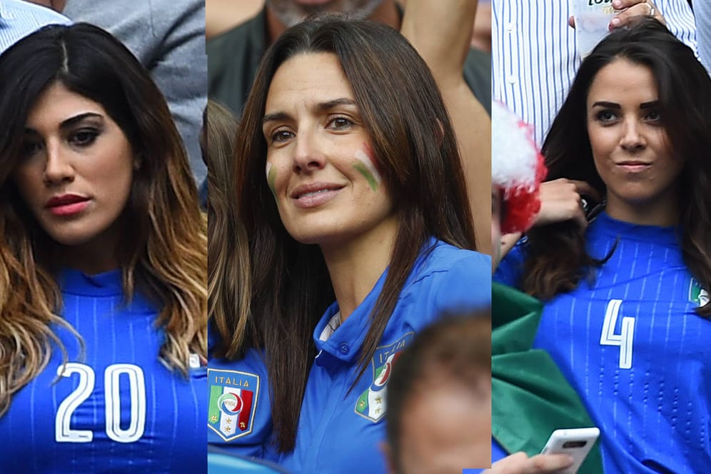 Diese schöne Unterstützung hatten die Italiener beim Spanien-Spiel: Genoveffa Darone, Elisabetta Muscarello und Francesca Cormanni.