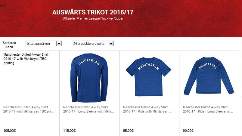 Manchester United bewirbt das neue Auswärtstrikot mit BVB-Profi Henrich Mchitarjan. Manchester United bewirbt das neue Auswärtstrikot mit BVB-Profi Henrich Mchitarjan.
