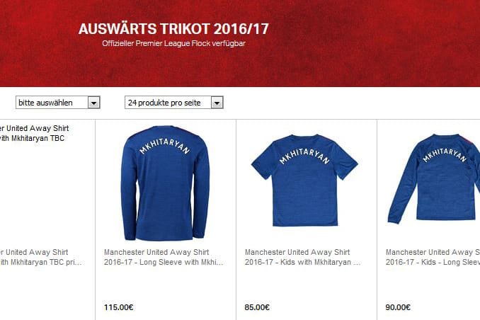 Manchester United bewirbt das neue Auswärtstrikot mit BVB-Profi Henrich Mchitarjan.