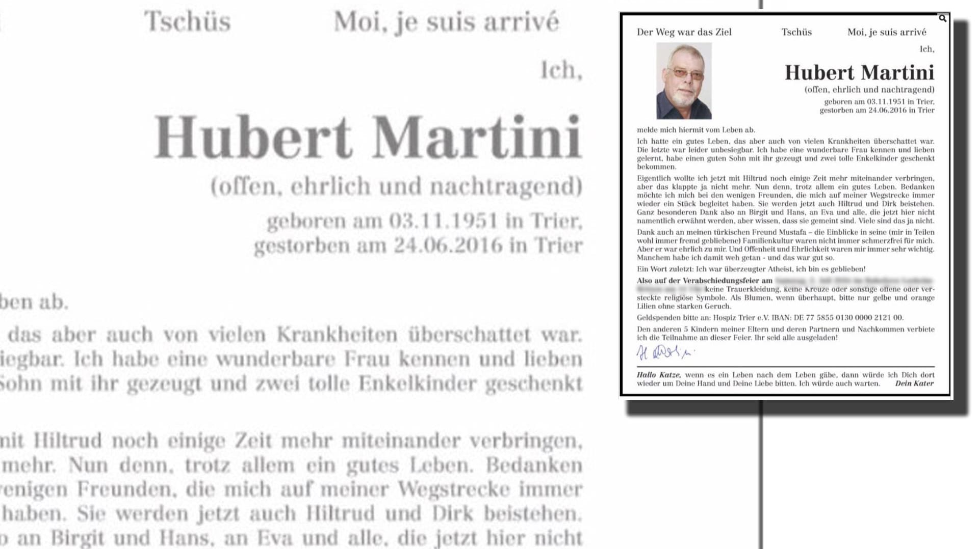 Hubert Martini aus Trier verabschiedet sich auf seine ganze eigene Weise.