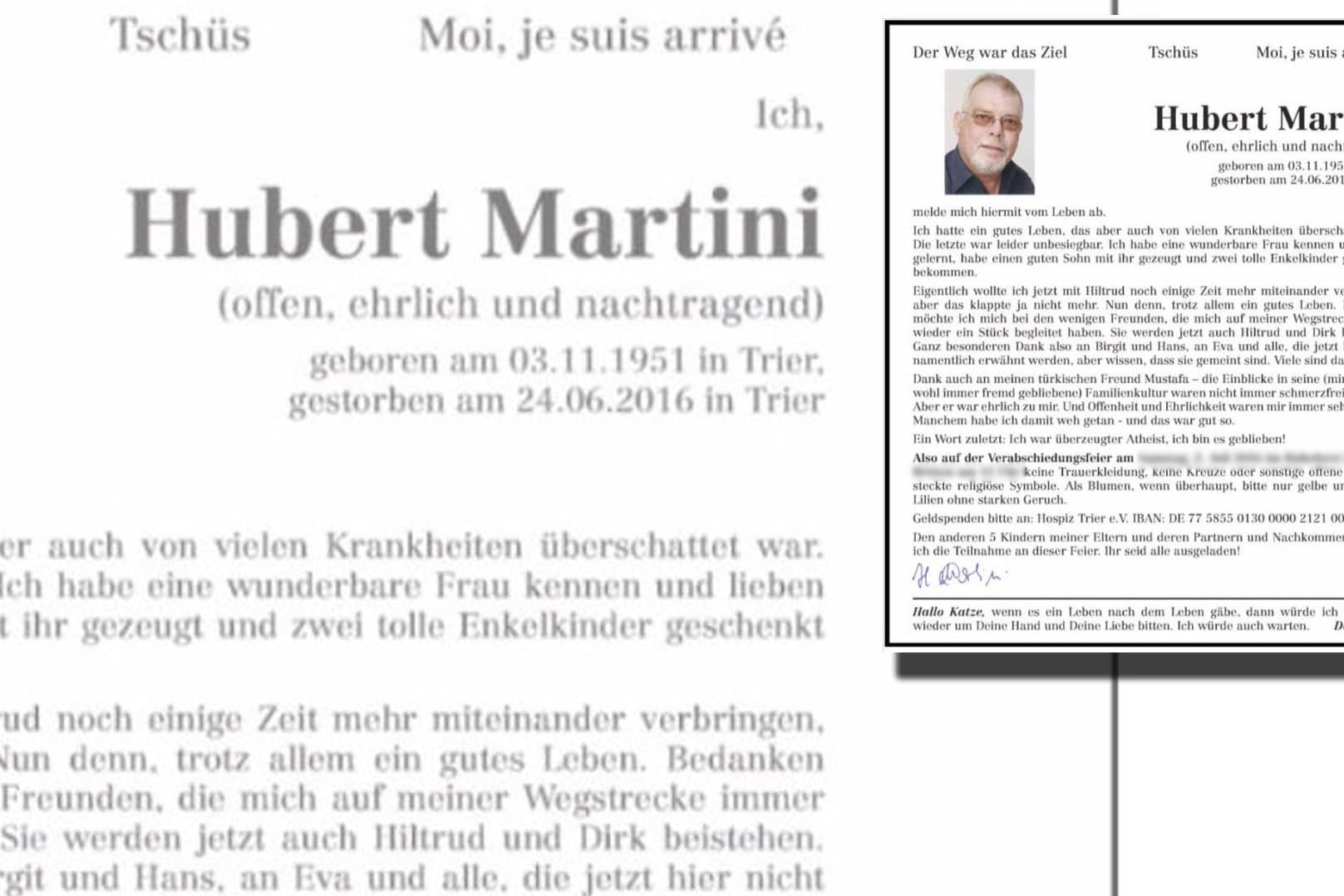 Hubert Martini aus Trier verabschiedet sich auf seine ganze eigene Weise.