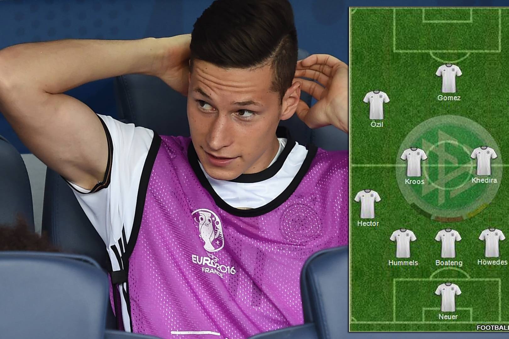 Julian Draxler muss gegen Italien zunächst auf der Bank Platz nehmen.