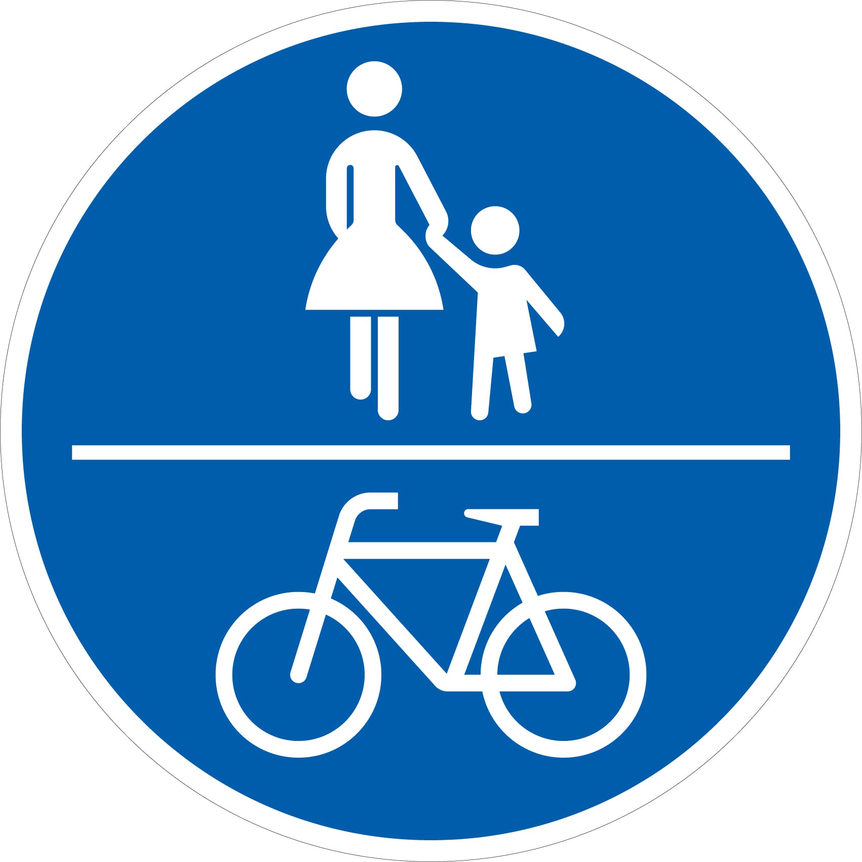 Ist das blaue Schild quer geteilt, zeigt es einen gemeinsamen Geh- und Radweg an. Dann ist er auch für Radfahrer benutzungspflichtig.