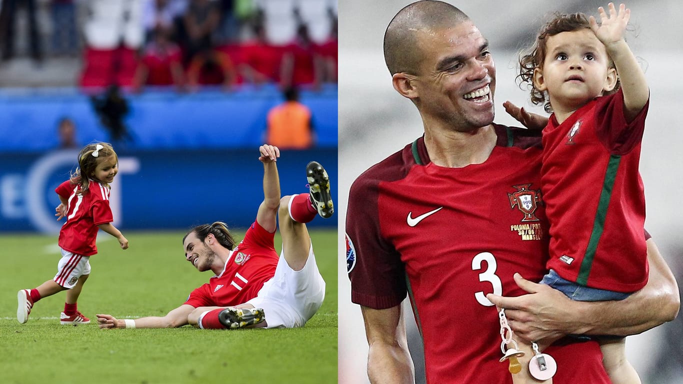 Dieser Bilder gingen um die Welt: Gareth Bale und Pepe mit ihren Kindern nach dem Spiel.