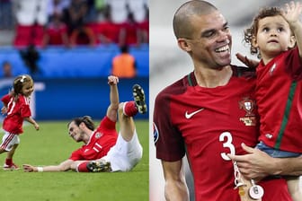 Dieser Bilder gingen um die Welt: Gareth Bale und Pepe mit ihren Kindern nach dem Spiel.