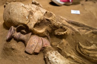 Fundstücke am ersten gefundenen Philister-Friedhof in Aschkelon.