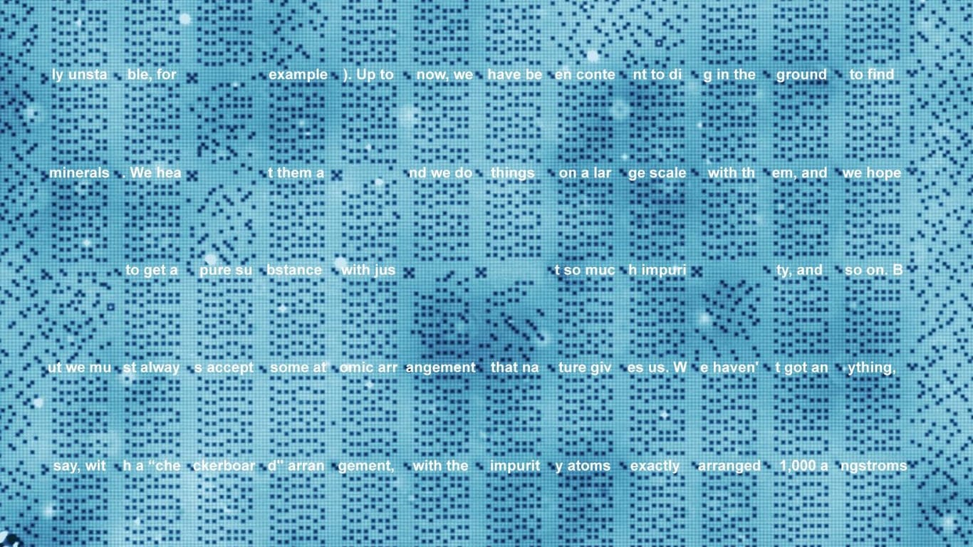 Ein Ausschnitt des 96 Nanometer breiten und 126 Nanometer hohen Chloratomgitters auf einer Kupferoberfläche.