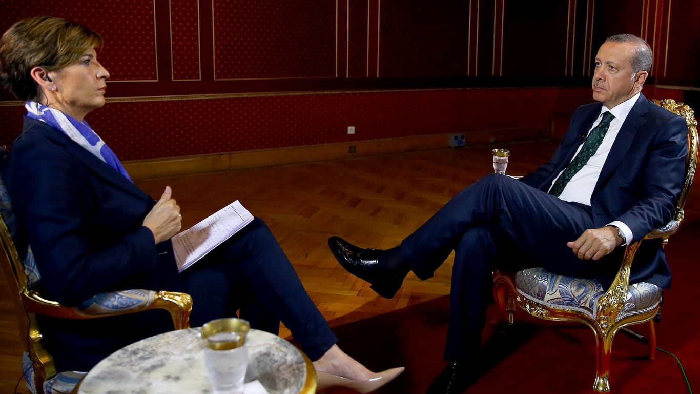 Der türkische Präsident Recep Tayyip Erdogan im Interview mit der CNN-Journalistin Becky Anderson.