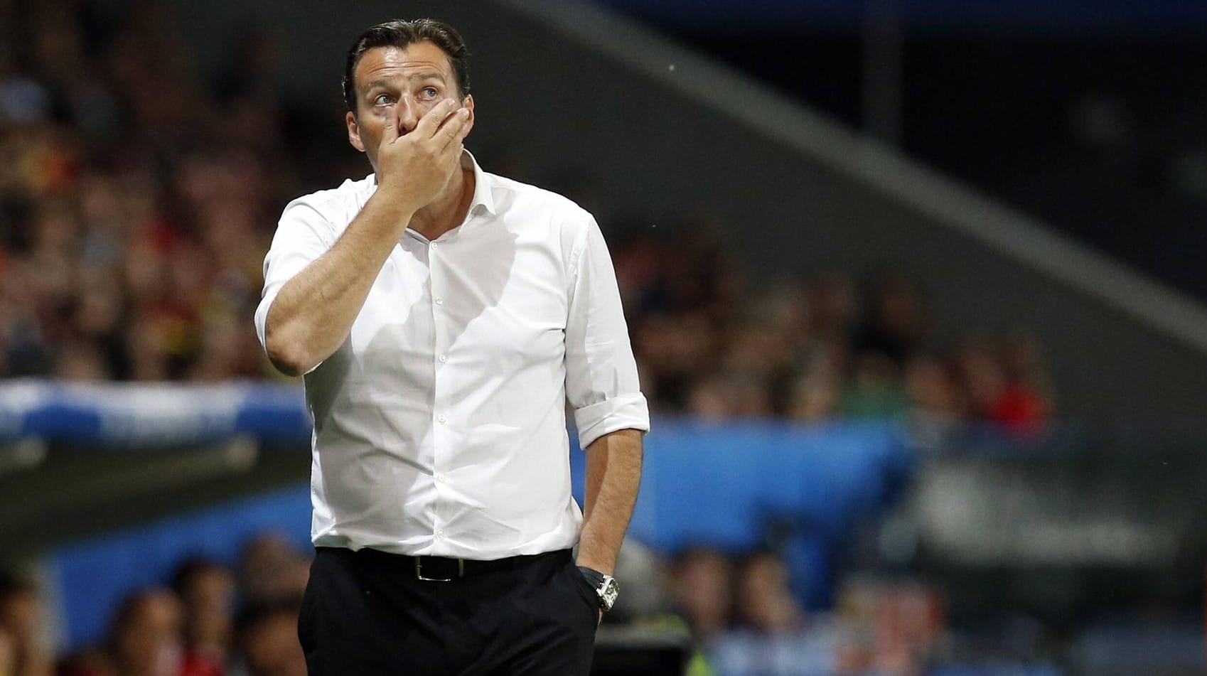 Marc Wilmots räumte seinen Posten als Nationaltrainer Belgiens nach dem EM-Aus gegen Wales. Marc Wilmots räumte seinen Posten als Nationaltrainer Belgiens nach dem EM-Aus gegen Wales.