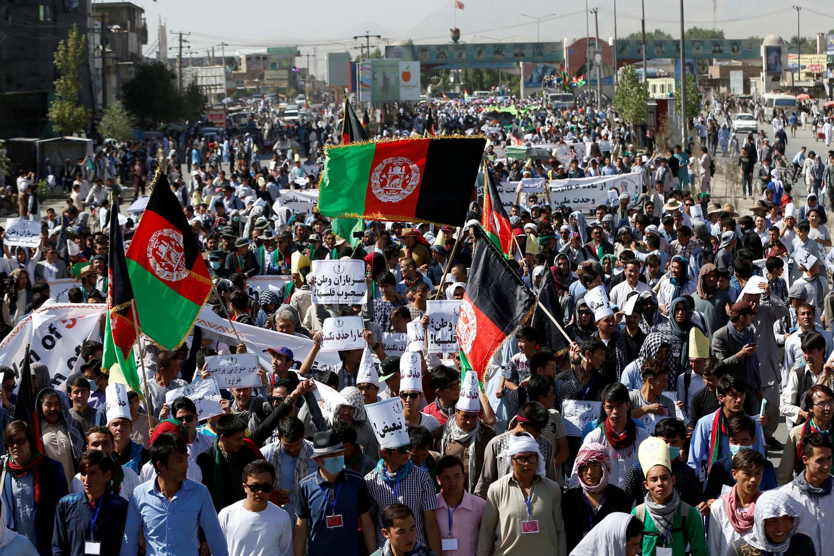 Die Demonstration der ethnischen Minderheit der Hazara vor dem Anschlag.