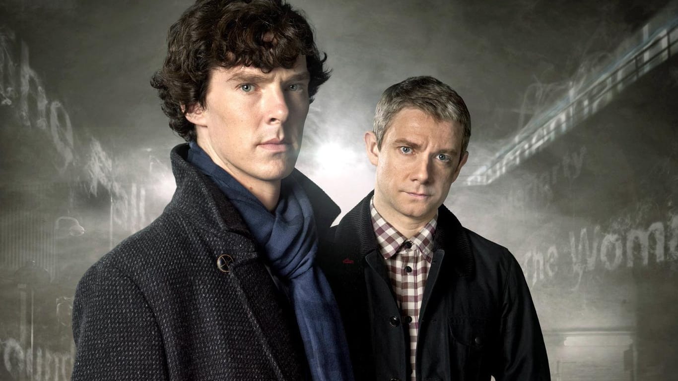 In der vierten Staffel der Erfolgsserie "Sherlock" loten Sherlock Holmes (Benedict Cumberbatch, l.) und Dr. Watson (Martin Freeman) erneut verbrecherische Abgründe aus.