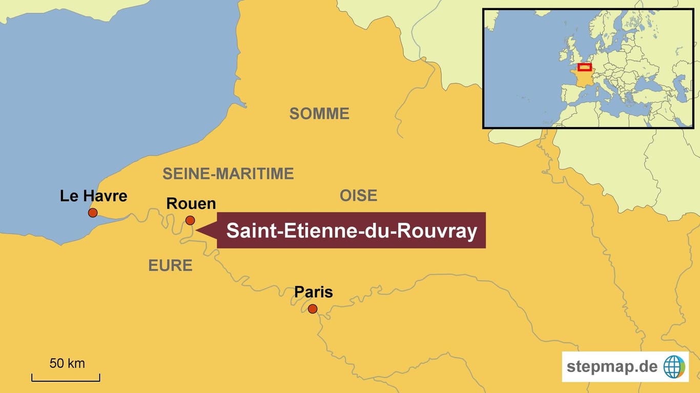 Die Kleinstadt Saint-Etienne-du-Rouvray hat etwa 1.500 Einwohner und liegt in der Nähe von Rouen in der Normandie.