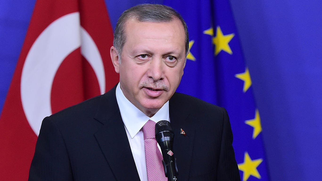 Der türkische Präsident Recep Tayyip Erdogan bei einem Treffen mit der EU-Kommission in Brüssel.