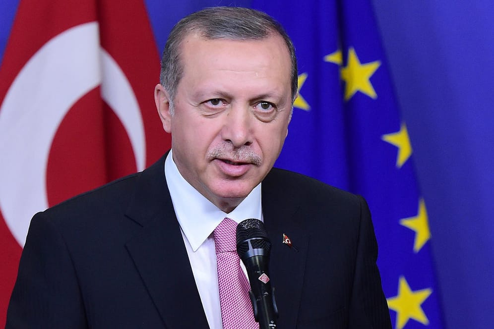 Der türkische Präsident Recep Tayyip Erdogan bei einem Treffen mit der EU-Kommission in Brüssel.