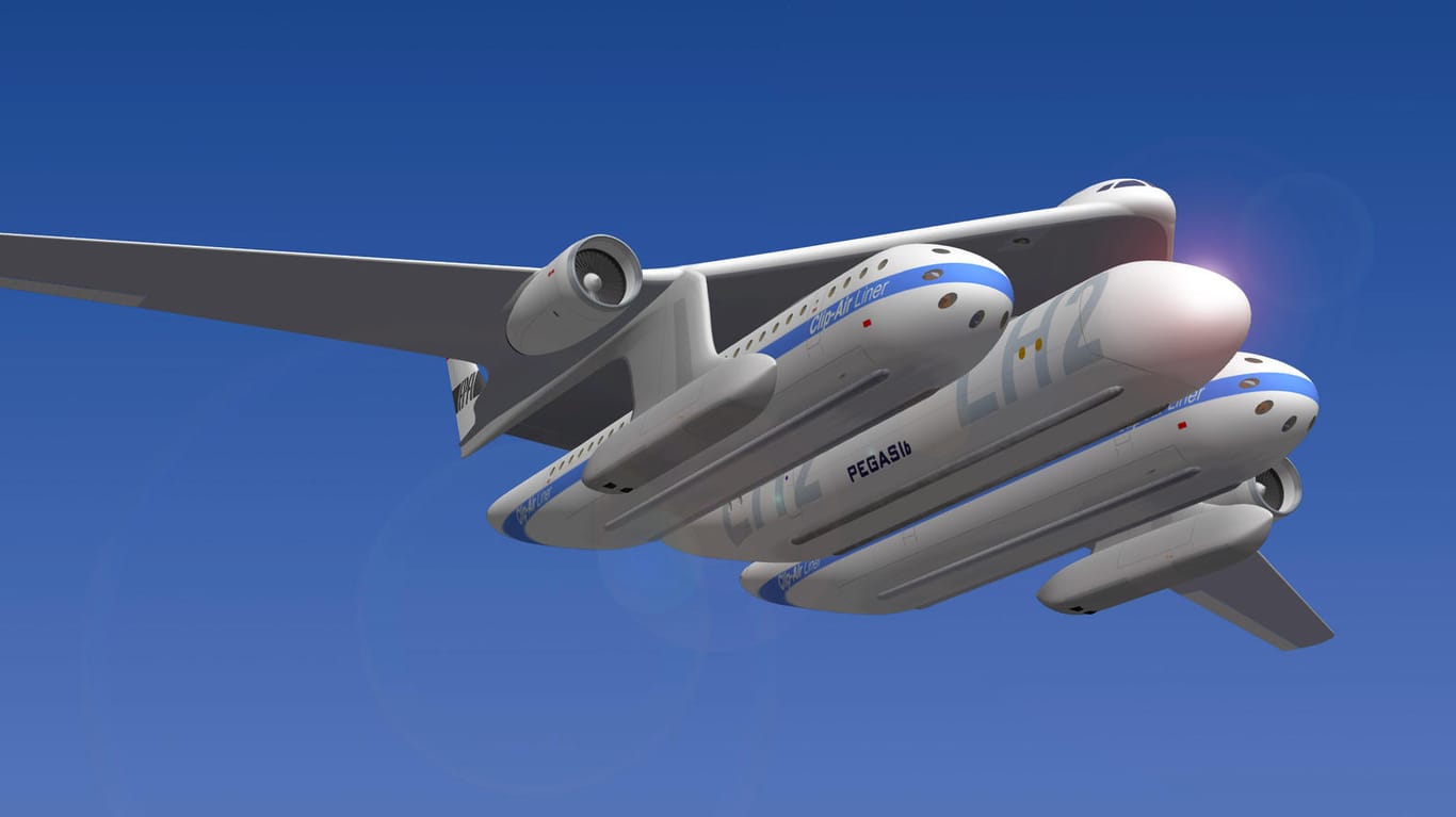 Der "Clip Air" mit seinen drei Transportkapseln: Daran, ob so das Fliegen der Zukunft so aussehen wird, sind durchaus Zweifel angebracht.