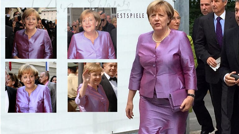 Angela Merkel im Jahr 2016 (re.) sowie 2011, 2010, 2008 und 2007 (li., im Uhrzeigersinn).