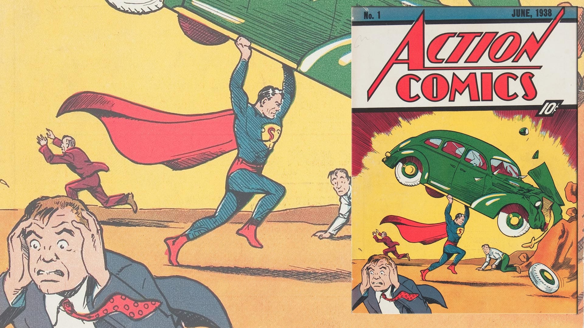 Die berühmte erste Ausgabe von "Action Comics", in der Superman sein Debüt gab. Die berühmte erste Ausgabe von "Action Comics", in der Superman sein Debüt gab.