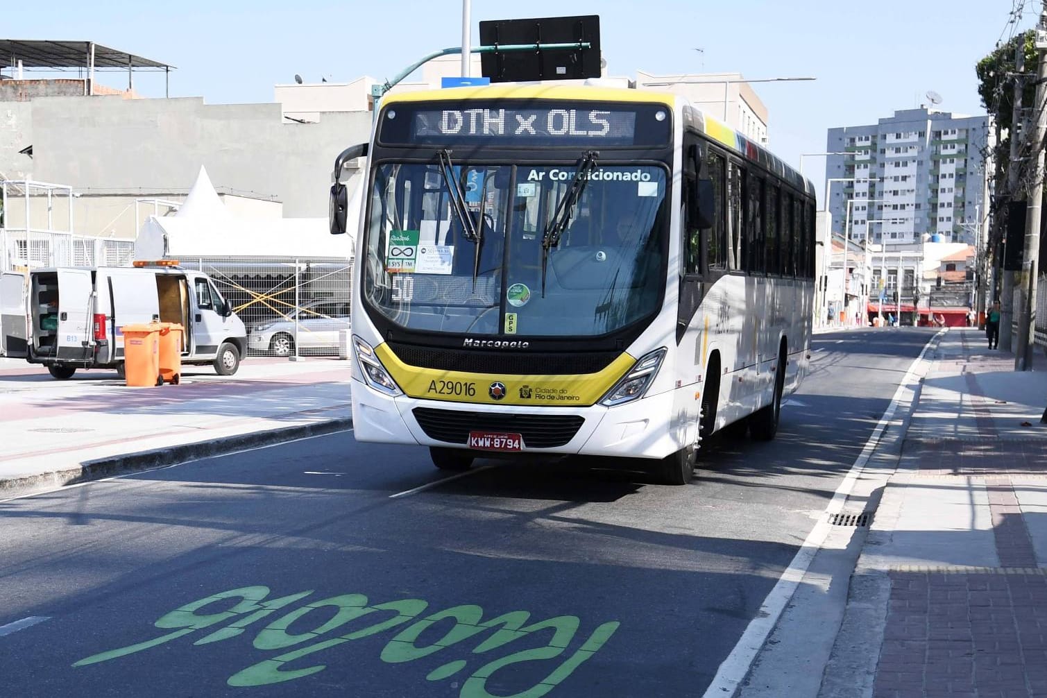 Freie Fahrt: Ein Bus für Medienvertreter auf der Olympic Lane in Rio de Janerio.