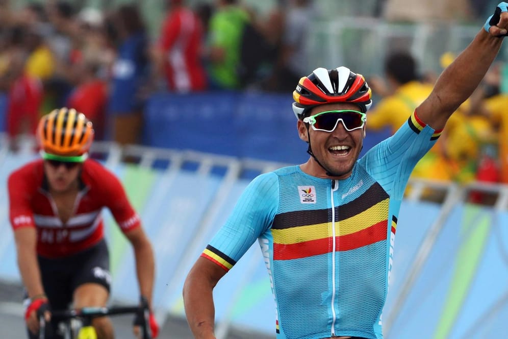 Jubelnder Belgier: Radprofi Greg Van Avermaet hat sich Gold im Straßenrennen geholt.