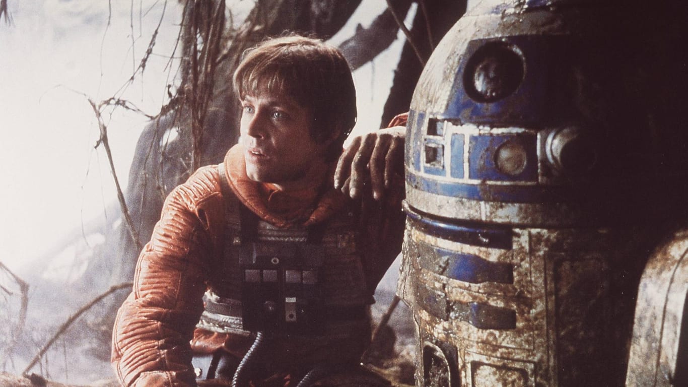 Mark Hamill als Luke Skywalker und Kenny Baker als R2-D2 in "Star Wars - Das Imperium schlägt zurück".