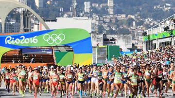 Starterfeld: Am neunten Wettkampftag bei Olympia 2016 in Rio stand auch der Marathon der Frauen auf dem Programm. 42,195 Kilometer mussten absolviert werden.