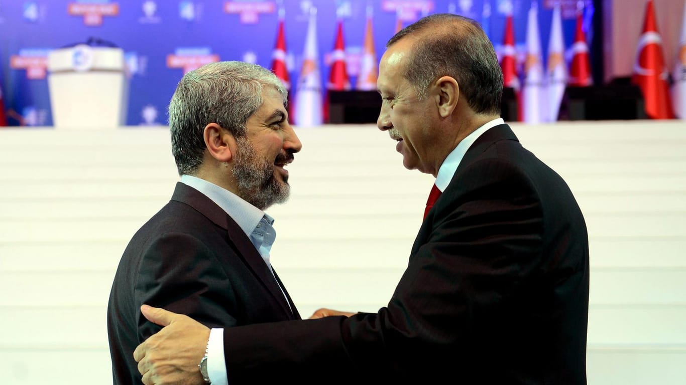 Hier Hamas-Führer Khaled Mashaal (l.) und der türkische Staatspräsident Recep Tayyip Erdogan.