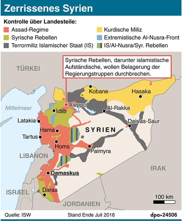 Kurdische Gebiete in Syrien.