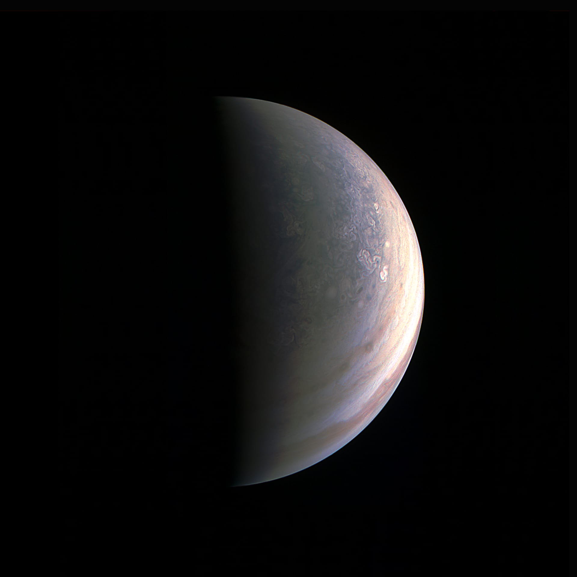 Blick auf den Südpol des Jupiters.