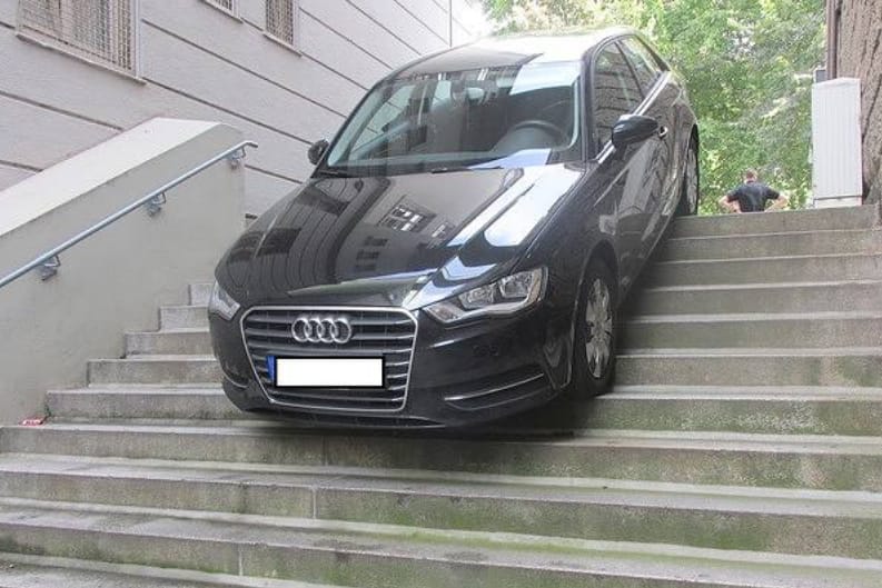 Ergebnis einer durch ein Navigationsgerät verursachten Irrfahrt.