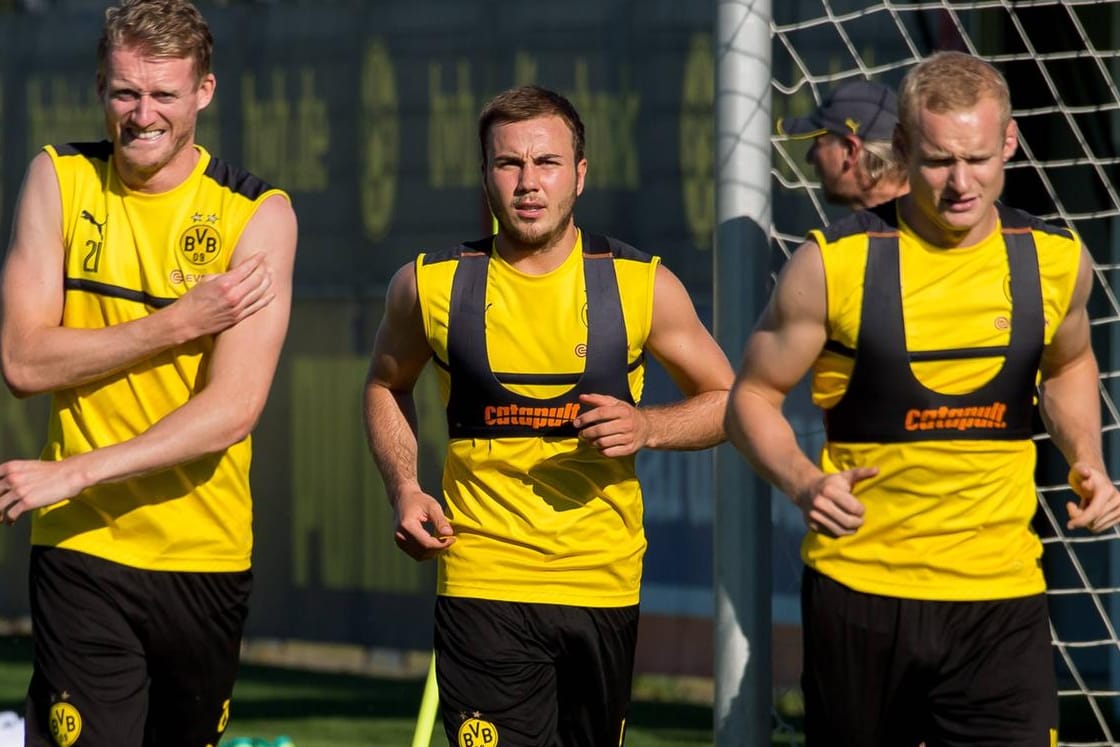 Körper, Seele, Geist: Die BVB-Stars André Schürrle, Mario Götze und Sebastian Rhode (von links) im Training.