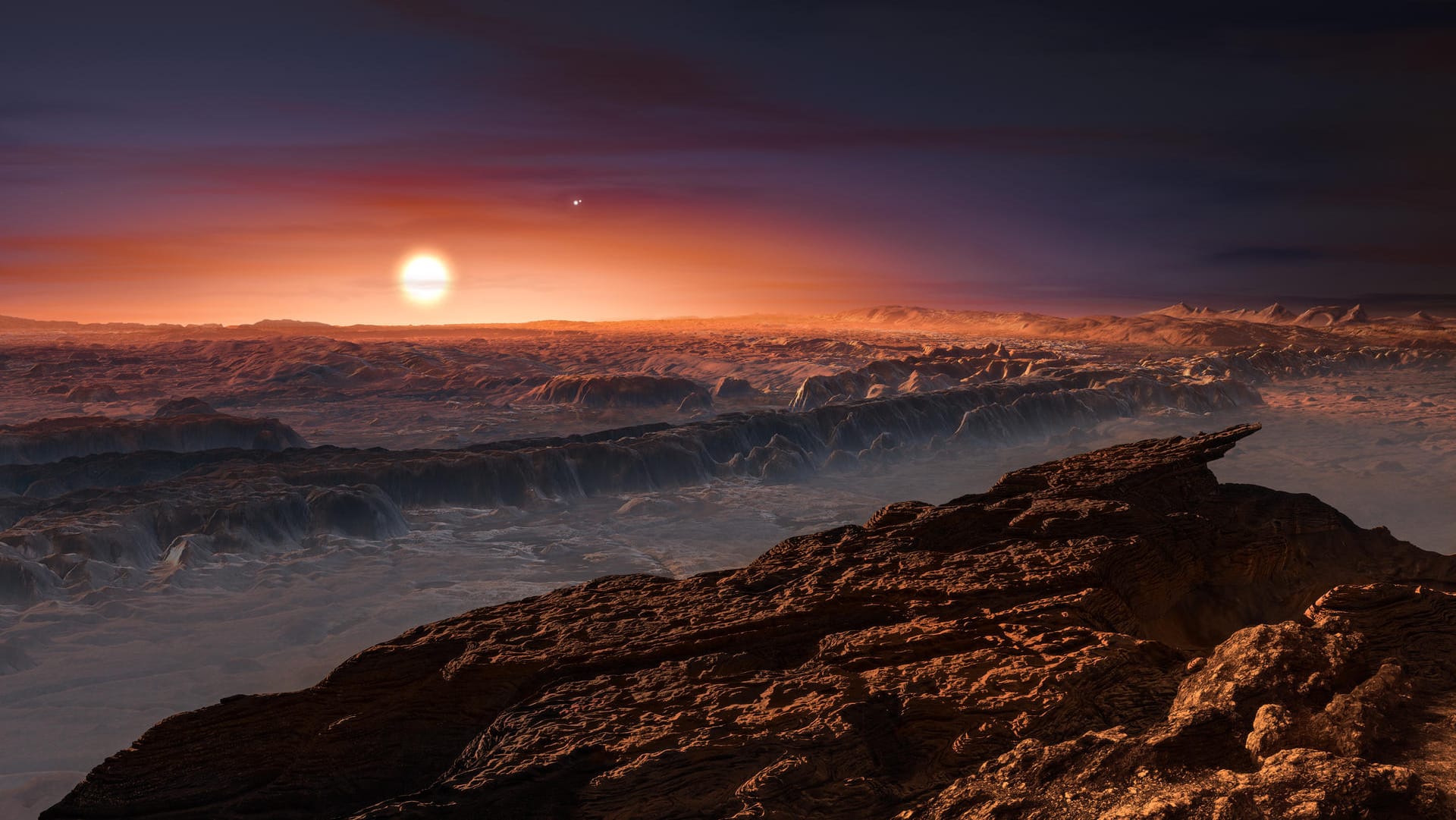 Noch war keine Sonde auf Proxima b - aber so oder so ähnlich könnte es auf dem Exoplaneten vielleicht aussehen.