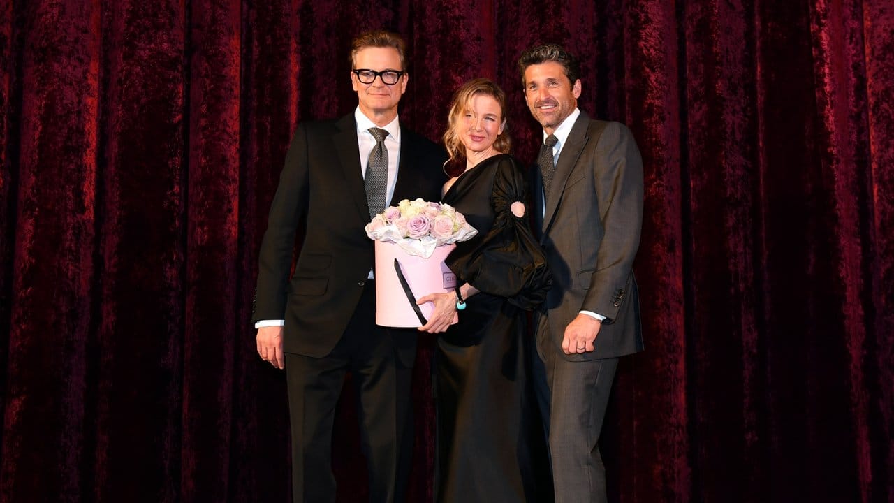Patrick Dempsey (r), Renée Zellweger und der britische Schauspieler Colin Firth in Berlin.