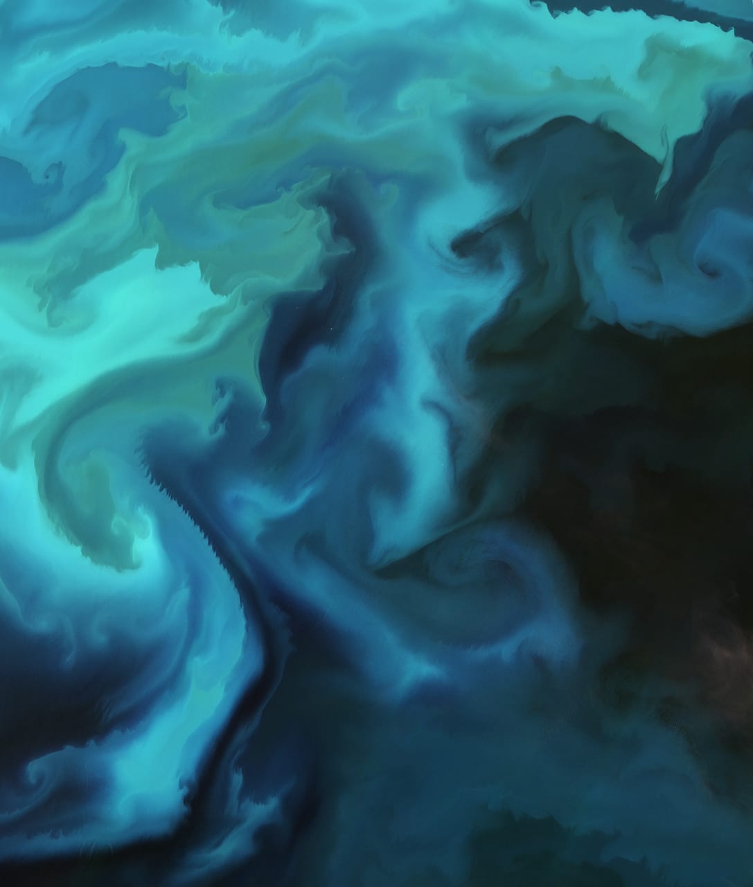 Fast könnte man denken, es handele sich um ein Aquarell. Aber das Bild des Satelliten Sentinel-2A zeigt in Originalfarben eine Algenblüte in der Barentssee.