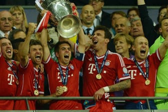Die Bayern nach dem Champions-League-Sieg in London.