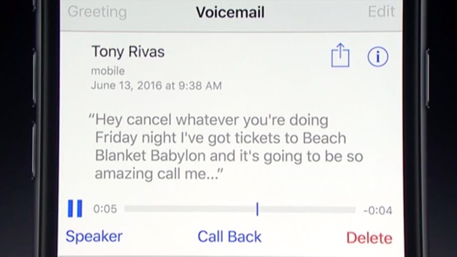 iOS 10 gibt empfangene Sprachnachrichten auch als Text aus und zeigt sie direkt in Voicemail-Ansicht an.